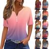 Women's T Shirt Tee Printed Button Short Sleeve Tunic Daily Weekend Fashion Basic V- Neck Regular Top