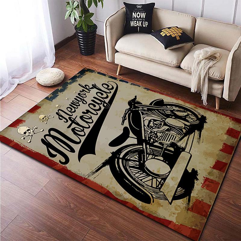 Vintage Decorative Carpet Motorcycle Pad Non Slip Home Decor Kitchen Mats Floor Carpets Living Room Washroom Floor Mat Area Rug