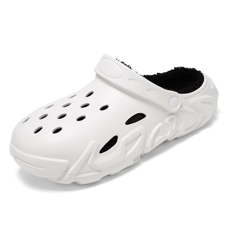 Fashion Winter Warm Home Slippers Men Waterproof Fur Clogs Slippers Garden Slippers Fuzzy Plush Slippers Bedroom Shoe For Indoor Outdoor