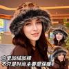 New Winter Cold Hat Women Show Small Face Ear Protector Basin Hat Leopard Print Thickened Cotton Plush Warm Mongolian Hat