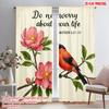 2pcs 2D Flat Printing Curtains Do Not Worry Life Bird Fabric Without Electricity All Season Party & Holiday Decor for