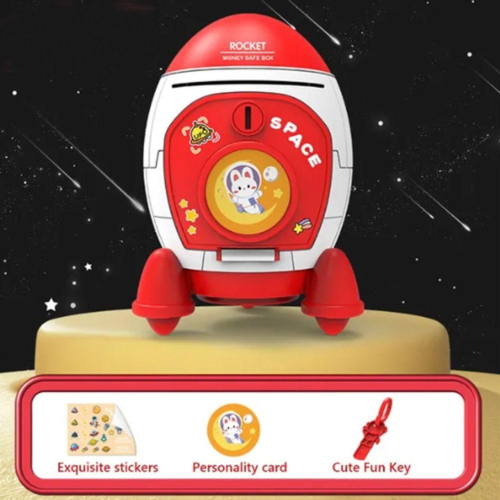 Cute Money Box Space Rocket Shape Coin Saving Box High Quality Piggy Bank Kids Gift Toy