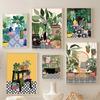 Nordic Greek Tile Botanical House Plants Art Poster Boho Green Leaves Decor Picture Modern Wall Art Canvas Painting Home Decor