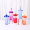 10Pcs Color Changing Cups Plastic Straw Ice Cup Large Capacity Cold Drinking Cup  Water Bottle Party Travel Beverage Mug