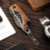 Stainless Steel Mini Folding Knife Portable Outdoor Knife Bottle Opener Multifunctional Knife Outdoor Survival Knife Wooden Handle Pocket Knife