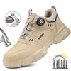 New Security Men's Shoes Rotating Button Work Boots Waterproof Steel Toe Shoes Puncture-Proof Work Shoes Sneakers Indestructible Shoes