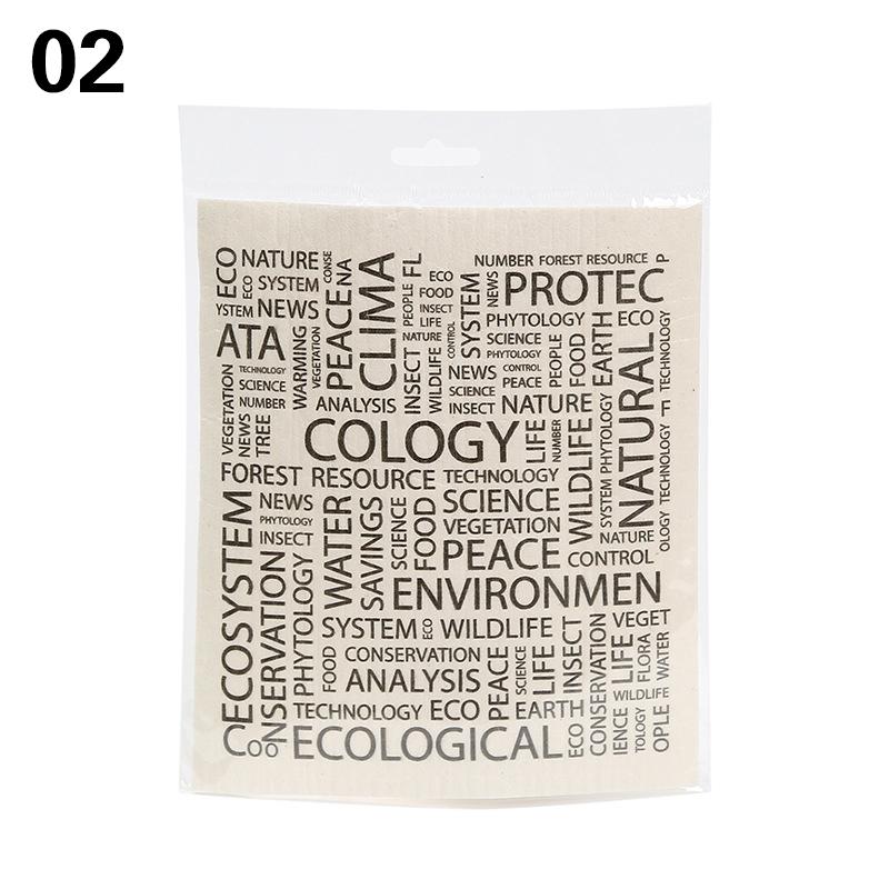 1PC Kitchen Printed Absorbent Dishcloth Cellulose Cleaning Cloths Wet Dry Household Rag Reusable