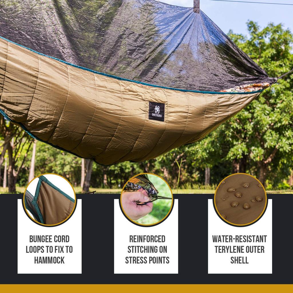 OneTigris Hideout Hammock Underquilt Attached To Hammock Lightweight Camping Travel with Storage Bag (Brown)