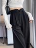 Women's Black High-Waisted Loose Fit Straight-Leg Suit Pants - Spring/Autumn Casual National Style
