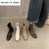Women Ankle Boots Woman Square Heel Fashion Zipper Autumn Winter Women's Shoes Leather Girl's Short Booties