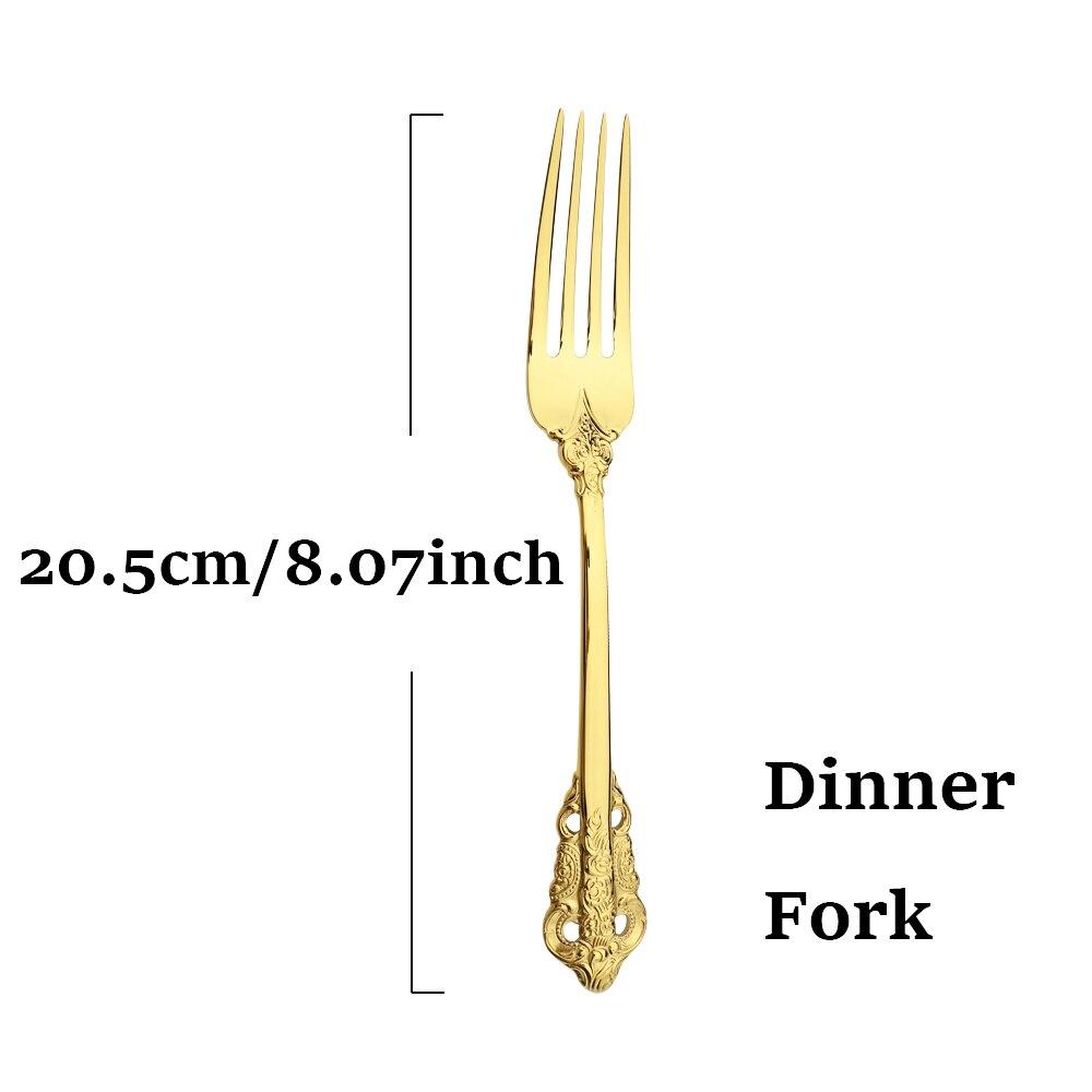 Gold Dinnerware Vintage Tableware 18/10 Silverware Stainless Steel Flatware Dinner Knife Fork Spoon Wedding Xmas Western Cutlery