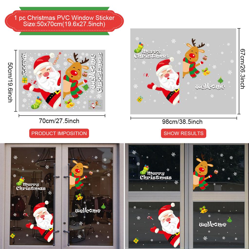Cartoon Christmas Window Glass Stickers 2025 Christmas Decoration for Home Living Room Wall Decor 2025 Happy New Year Stickers