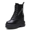 Fashion 11CM New Women Autumn Ankle Boots Increase Platform Zipper Sneakers Woman Leather Boots High Heels Winter Motorcycle Boots