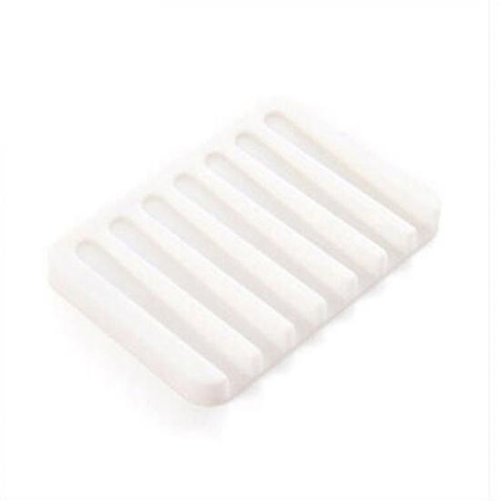 Flexible Bathroom Silicone Soap Dish Storage Holder Soapbox Plate Tray Drain