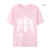 Women T-shirt Short Sleeve Streetwear Blsack Tops Skeleton Print Grunge Gothic Oversized  T-shirt  Streetwear Women's  T-shirt