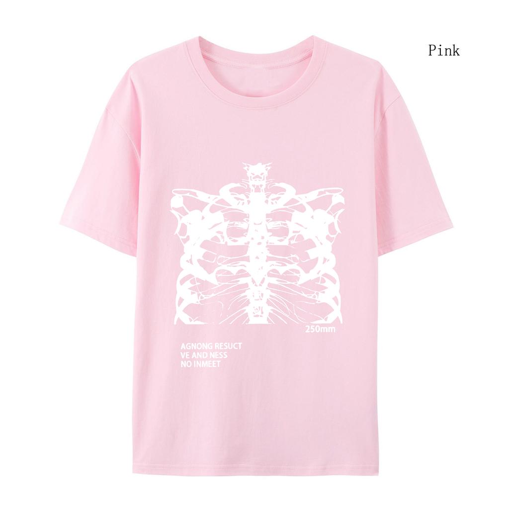 Women T-shirt Short Sleeve Streetwear Blsack Tops Skeleton Print Grunge Gothic Oversized T-shirt Streetwear Women's T-shirt