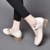 Women's Spring New Low-heeled One-word Mary Jane Shoes First-layer Cowhide Shallow-mouth Flats