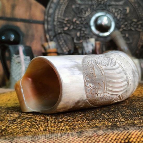 Set of 2 Viking Horn Mug Set Wooden Base Option Medieval Mead Ale Drinking Cup Gift for Him, Her, Christmas, Birthday