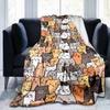 Cartoon Cute Cat Pattern Blanket Warm Blanket Super Soft Flannel Blanket Plush Bed Blanket for Adults and Children Bed or Sofa