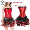 Women Sexy Gothic Clothing Steampunk Corset Dress Basque Shoulder Bustier Lace Mini Skirt Plus Size