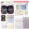 22/52/100pcs DIY Aluminum Crochet Hooks Pin Knit Weave Multicolor Craft Sewing Needles Yarn Tool Kit