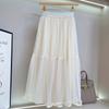 Spring and Autumn Women's Pleated Skirt A-line High-waisted Skirt Thin Large Swing Fairy Skirt Medium-length Mesh Skirt