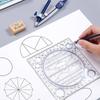 Multifunction Rotatable Drawing Template Art Design Construction Architect Stereo Geometry Circle Drafting Measuring Scale Ruler