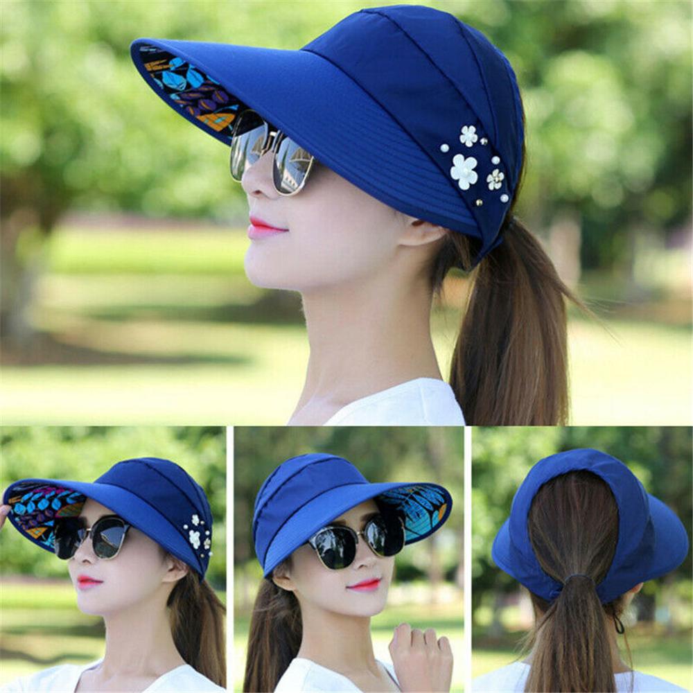 Vacation Wide Brim Foldable Anti-UV Visor Caps Sun Hat Beach Cap Casual Hats