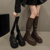 Autumn and Winter Knight Boots Pile High Boots Women's 2025 New Thin Boots Small Thin Thick-soled Long Boots