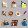 3D Simulated Food Fridge Magnet Cartoon Fried Egg Durian Ice Cream Cone Tomato Bread