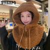 WTEMPO Autumn Winter Large Size Hooded Shawl Hats Women's Thickened Plush Warm Hats Outdoor Cycling Skiing Soft Ear Protection Hats