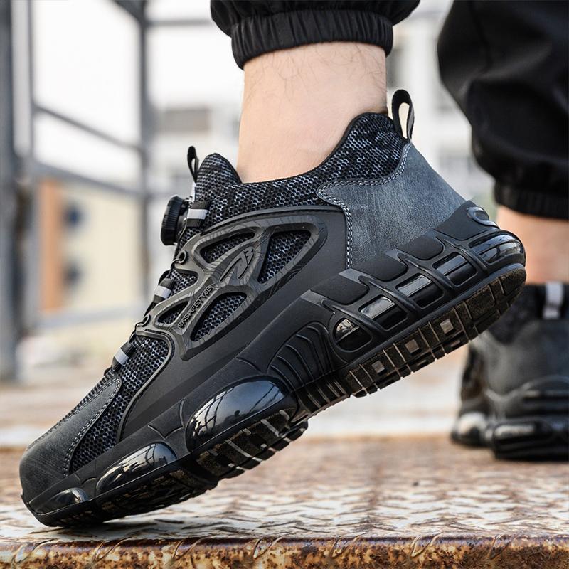 New Rotating Button Safety Boots Men Work Sneakers Anti-smash Indestructible Shoes Steel Toe Protective Boots Anti-puncture Work Safety Shoes