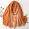 Spring and Summer Cotton and Linen Scarf with Celebrity Style Geometric Style Tassel Scarf Warm Shawl