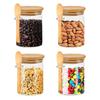 4Pcs Glass Jars Food Storage Container Spice Jars with Bamboo Lid and Spoon Tea Coffee Sugar Storage Jars Small Canister 550ML