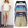 Plus Size Casual Women Summer Solid Color Drawstring Shorts Loose Hot Pants