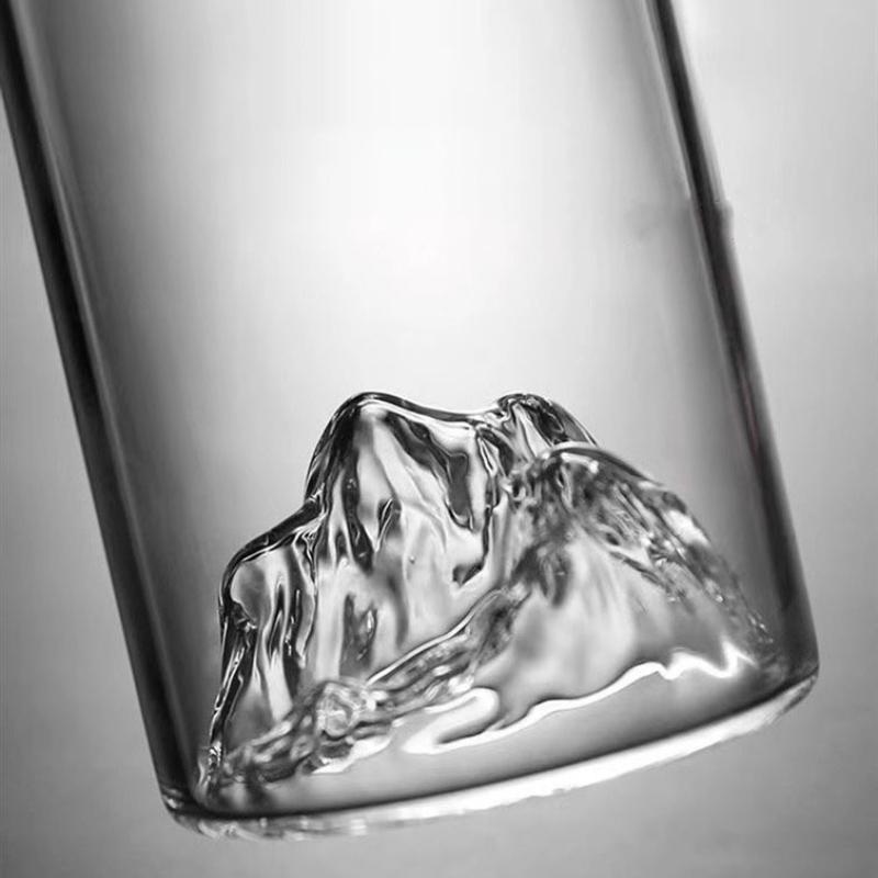 2 Pcs High Borosilicate Glass Green Tea Cup Creative Transparent Japanese Tibetan Mountain Glass Cup with Handle Thickened Drinking Cup