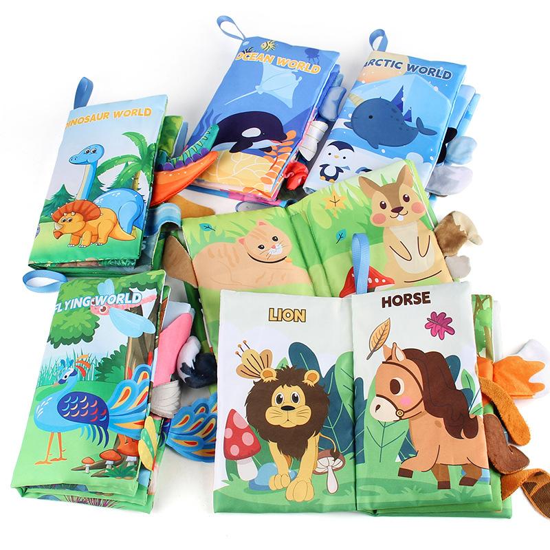 0-3 Years Old Baby Tail Cloth Book 6 Themed Forest Dinosaur Animal Palm Book Early Education Toy