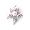 LAVINA Maple Leaf Pink Pearl Brooch Silver Round Cut Elegant Rhodium Plated BC60037 & 9.01g (Pink Pearl)