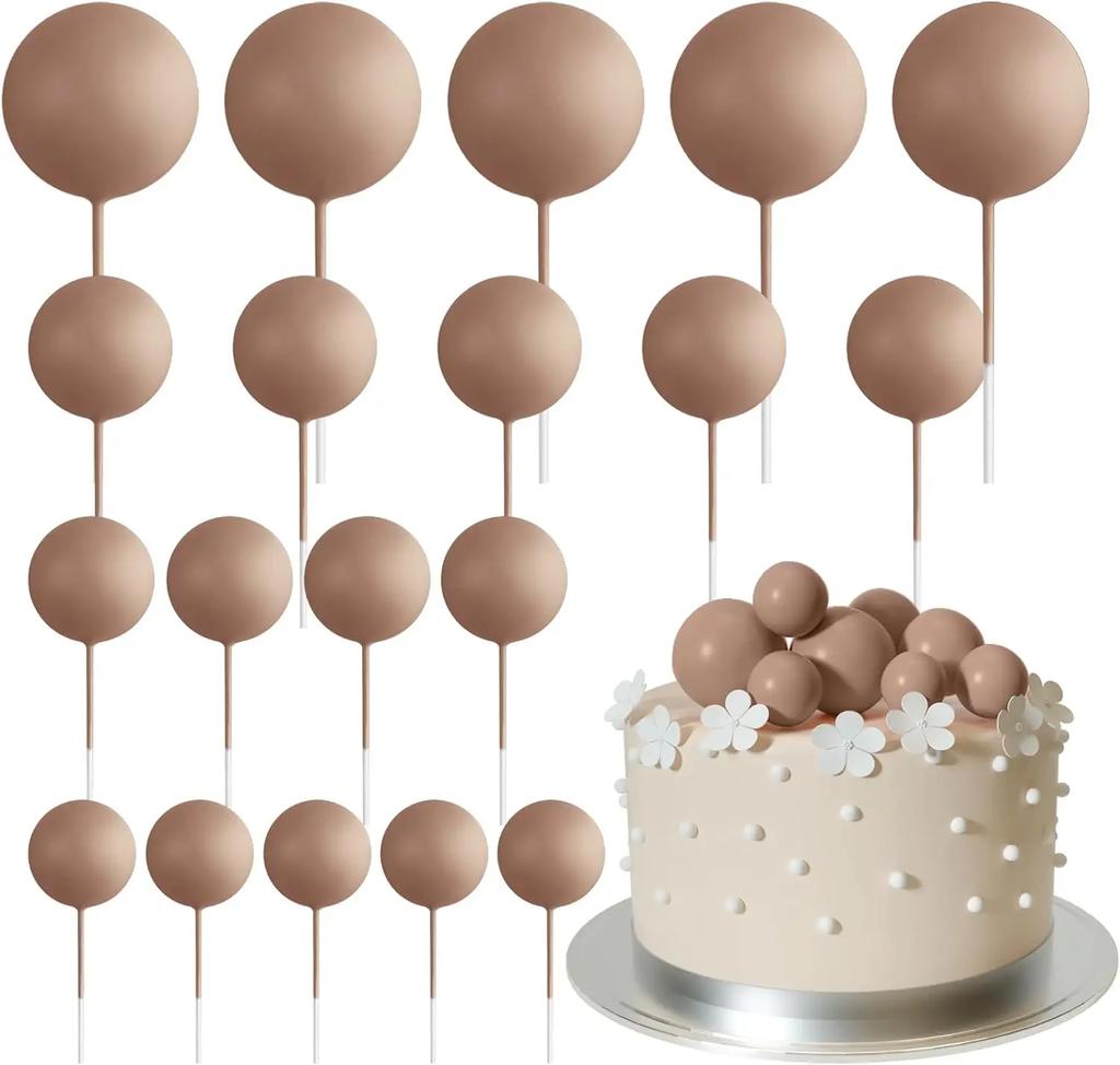 20 Pcs Mini Balloon Cake Topper Decorations with Gold Balls On Sticks - Cake Picks for Birthday, Wedding, and Party Decorations