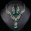 Retro Zircon Necklace Earrings Set Jewelry Dress Accessories Jewelry