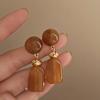 Cream Almond French Vintage Acrylic Long Earrings Light Luxury High Grade and Niche Design Earrings Women's Sunset Orange Earrings