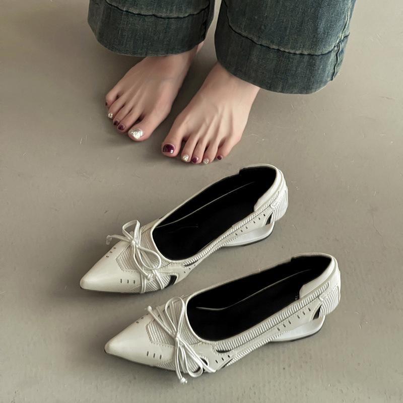 Fashion Niche Design Sense Pointed Wedge Mary Jane Shoes Summer Temperament Women's Single Shoes Mesh High Heels