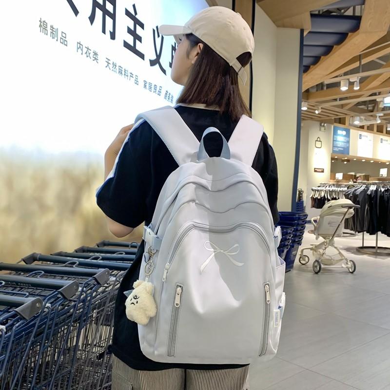 Рюкзак с бантом и принтом, однотонный студенческий школьный женский рюкзак большой емкости