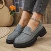 2024 New Spring and Autumn Denim Loafers Women's Large Size Casual British Style Women's Shoes Thick Heel Thick Sole Foreign Trade