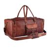 Vintage Genuine Goat Brown Leather Travel Luggage Duffel Weekender Overnight Bag