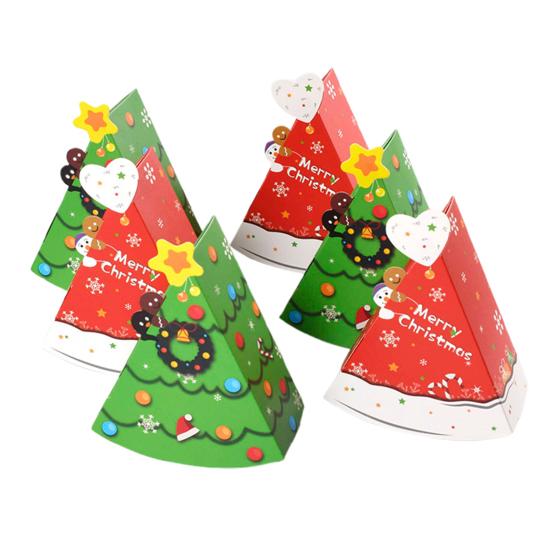 Christmas Candy Boxes Tree Shaped Candy Packaging Box Small Paper Treat Gift Boxes for Christmas New Year Party Supplies