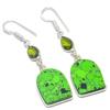 Natural Green Turquoise, Peridot Gemstone 925 Sterling Silver Earring 2.01" E6Y07