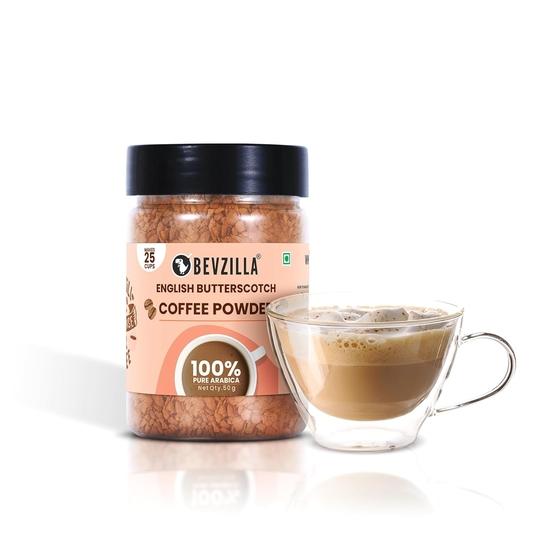 Bevzilla 50 Grams X 4 Flavoured Instant Coffee Powder Pack Box of Colombian Gold, Hazelnut, Vanilla & Butterscotch | Arabica Beans