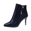 Spring Autumn New New Fashion Women Zipper Soild Pointed Toe Thin Heel Shoes Soft Leisure Comfortable Party Boots 2024