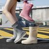 Women's Mid-Calf Fashion Waterproof Rain Boots, Thick-Soled Non-Slip, Wear-Resistant, Plus Velvet for Warmth